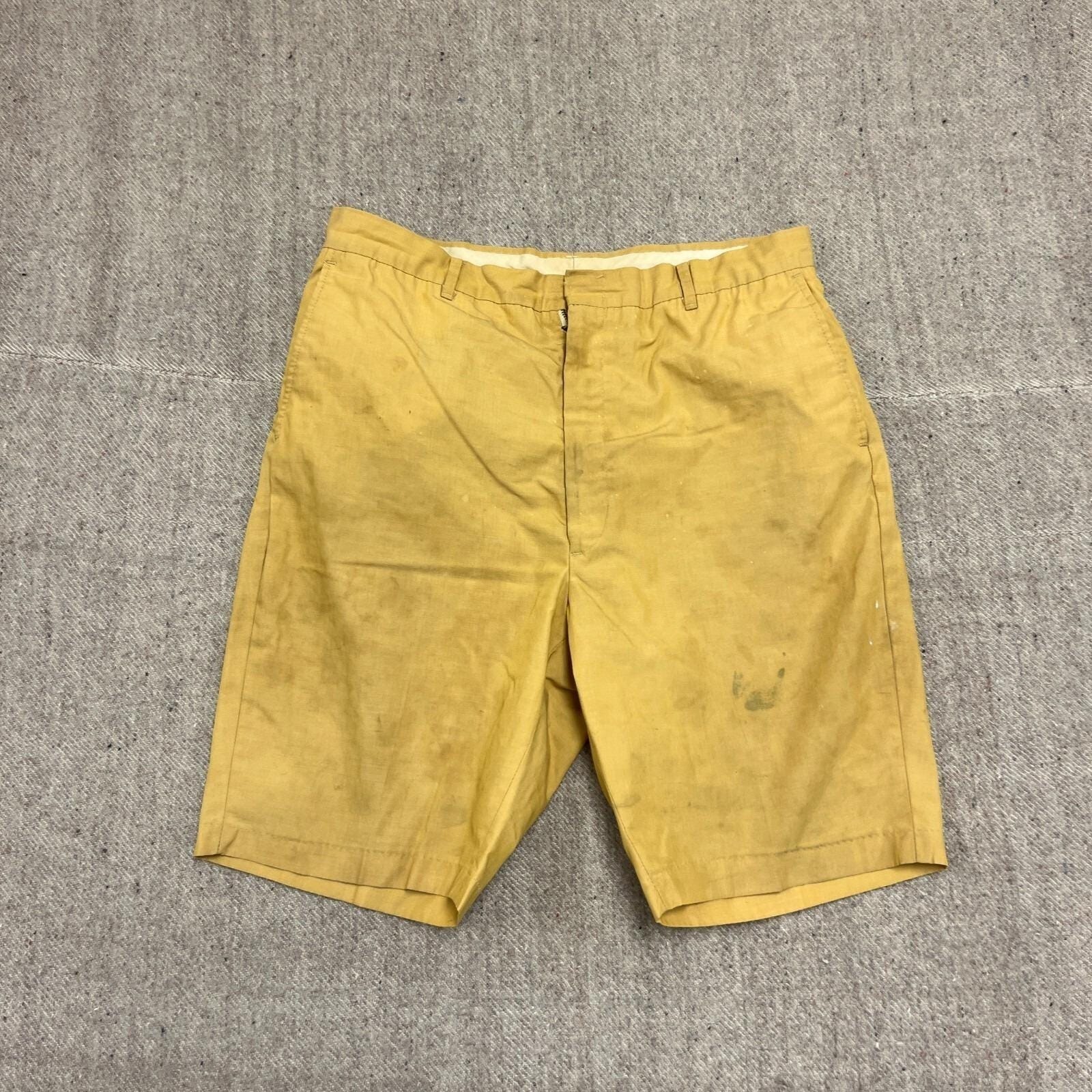 Vintage Sears Shorts Mens 32 Beige 1960s Usa Koratron Distressed